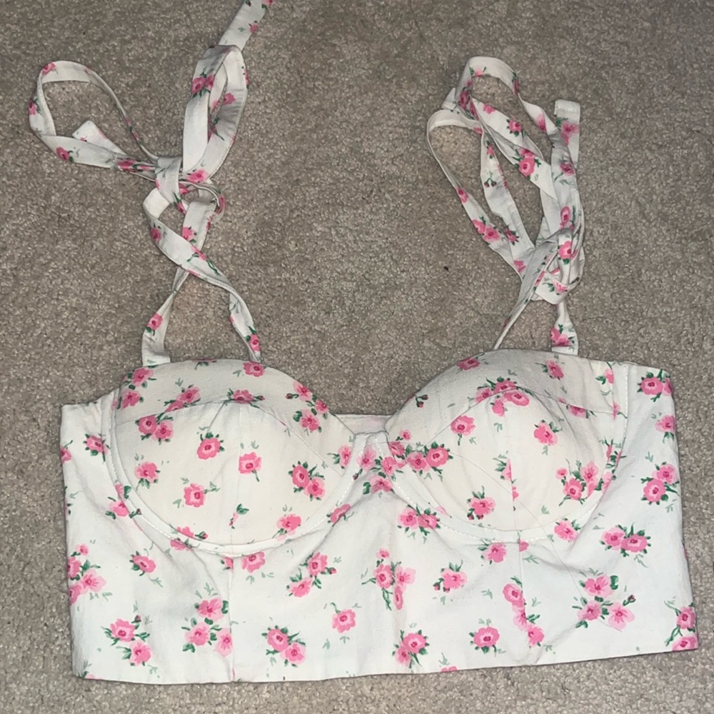 Zara floral cropped tank top